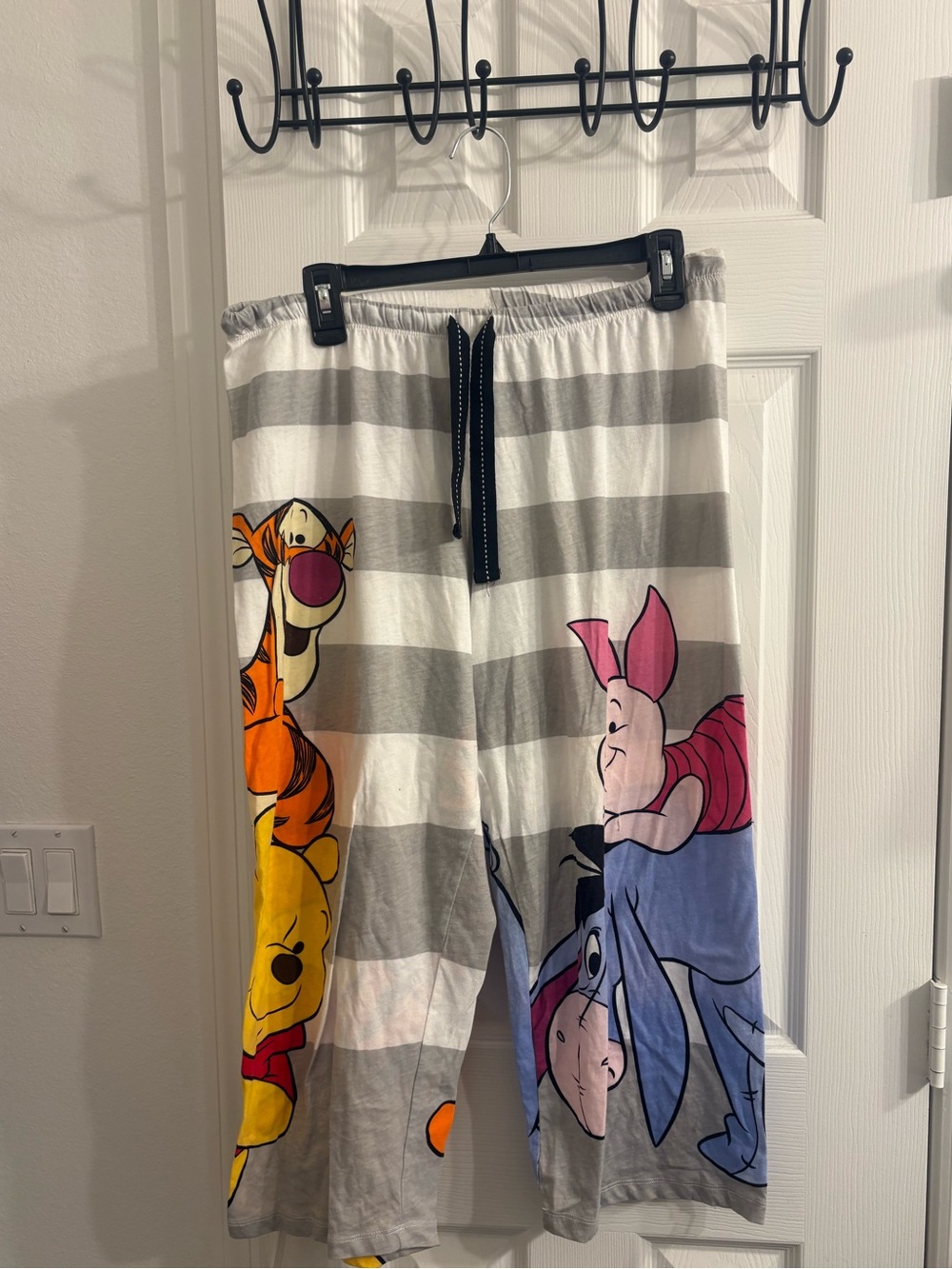 Women’s Striped Grey & White Winnie the Pooh Character Lounge Pants/Sleepwear - Picture 1 of 3